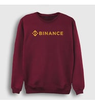 Presmono Unisex Beyaz Logo Binance Bitcoin Sweatshirt 323032tt (Bordo)