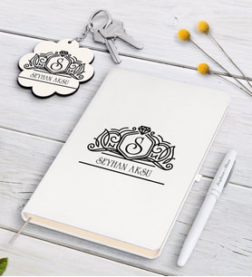 BK Gift Kişiye Özel İsimli Siyah Defter Kalem Ve Anahtarlık Hediye Seti-13 (Model 2)
