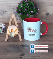 Paramedik Kupa Bardak Beyaz ve Fotoğraflı Ahşap Anahtarlık Hediye (Model 2)