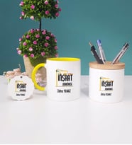 İnşaat Mühendisi Kupa Bardak Kırmızı Kalemlik ve Anahtarlık (Model 5)