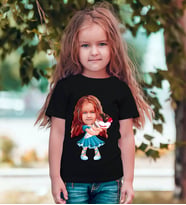 BK Gift Kişiye Özel Kız Çocuk Karikatürlü Beyaz T-Shirt-15 (Siyah)