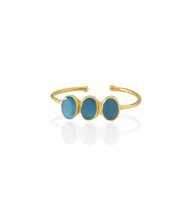 Kadir Jewellery 22 Ayar Altın Kaplama Zirkon Taşlı Ayarlanabilir Trend Bilezik (Koyu Mavi)