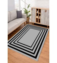 Dijital Kaymaz Taban Yıkanabilir Renkli Salon Halısı Mutfak Halısı Yolluk ND-SD-750 (Siyah)
