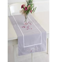 Buldan Keteni Zarif İşlemeli 50x130 cm Runner (Gri)