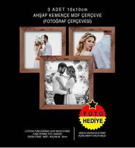 3 Adet 10x10 Çerçeve - Mdf Çerçeve - Mini Kare Fotoğraf Çerçevesi (Kahverengi)