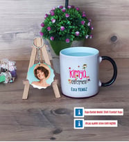 Kimya Öğretmeni Kupa Bardak Beyaz ve Fotoğraflı Ahşap Anahtarlık Hediye (Model 9)