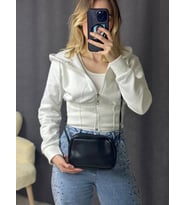 Kadın Mini Urban Çapraz Askılı Fermuarlı Ayarlanabilir Askılı Model El Kol Ve Omuz Çantası (Siyah)