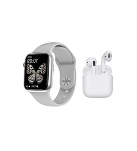 Dtno 1 Watch 7 Pro Max Gps Ve Nfc Özellikli Siri Aktif Smart Watch Akıllı Saat + Pro 5 Bluetooth Kulaklık (Gümüş)
