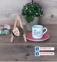Amcaya Hediye Türk Kahvesi Fincanı Ahşap Altlıklı ve Fotoğraflı Ahşap Anahtarlık Hediye (Model 6)
