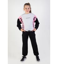 Kız Çocuk  Örme Forever Baskı 10-13 Yaş Basic Eşofman Takım (Pembe)