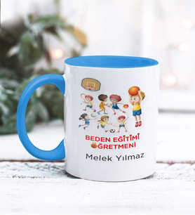 Beden Eğitimi Öğretmeni Tasarımlı Kişiye Özel Kupa Bardak (Mavi)