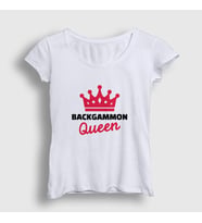 Presmono Kadın Sarı Backgammon Queen Tavla Kraliçesi Oyun T-Shirt 417529tt (Beyaz)