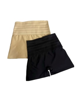 Toparlayan Kadın Boxer Fit Gösteren Göbek Bölgesinde Etkili Boxer Korse (Siyah-Bej)