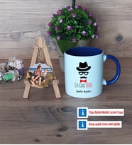 En Cool Baba Kupa Bardak Beyaz ve Fotoğraflı Ahşap Anahtarlık Hediye Babaya Hediye (Model 3)