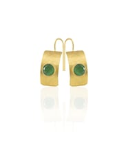 Kadir Jewellery 22 Ayar Altın Kaplama Kadın Minimal Küpe -El İşçiliği Ve Hipoalerjenik Küpe (Yeşil)