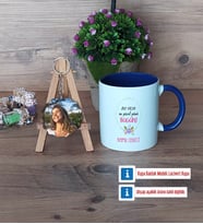 Doğum Günü Hediyesi Kupa Bardak Beyaz ve Fotoğraflı Ahşap Anahtarlık Hediye (Model 3)