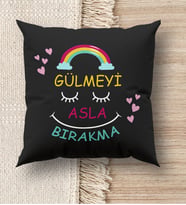 BK Gift Hayat Mottosu Tasarımlı Premium Kumaş Siyah Kırlent Yastık, Ev Hediyesi, Ev Dekorasyonu, Dekoratif Hediye (Model 2)