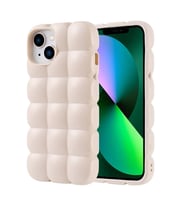 iPhone 14 Kılıf Parlak Esnek Silikon Dom Dom Kılıf (Beyaz)