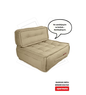 Xpermate DuoFlex Sırtlı Minder Koltuk İskandinav Tarzı Ergonomik  Sırtlıklı Oturma Minderi 80x80x30 (Bej)