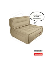 Xpermate DuoFlex Sırtlı Minder Koltuk İskandinav Tarzı Ergonomik  Sırtlıklı Oturma Minderi 80x80x30 (Bej)