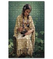 Cakapuzzle Eski Kucağında Tilki Kızılderili Kız Çocuğu Puzzle Yapboz MDF (Ahşap) (500 Parça)