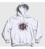Presmono Unisex Beyaz Solving Rubiks Cube Rubik Kupu Kapüşonlu Sweatshirt 340660tt (Beyaz)