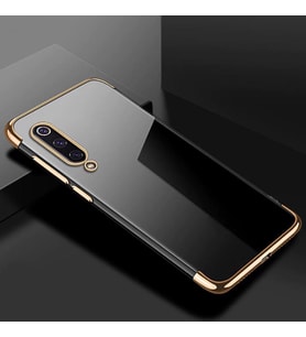 Xiaomi Mi 9 Lite Kılf Zore Dört Köşeli Lazer Silikon Kılıf (Gold)