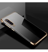 Xiaomi Mi 9 Lite Kılf Zore Dört Köşeli Lazer Silikon Kılıf (Gold)