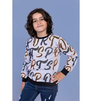 Toontoy Erkek Çocuk Komple Baskılı Sweatshirt ( Gri-Melanj)