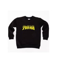 Spiderman baskılı örümcek adam pamuklu kumaş çocuk sweatshirt (Siyah)