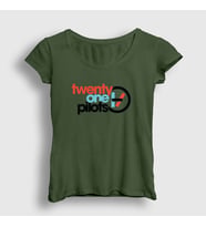 Presmono Kadın Sarı Twenty One Pilots T-Shirt 120791tt (Haki)