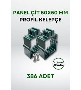Panel Çit 50x50 MM Profil Kelepçe - Somun + Cıvatalı (386 Adet) (Yeşil)