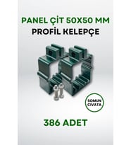 Panel Çit 50x50 MM Profil Kelepçe - Somun + Cıvatalı (386 Adet) (Yeşil)