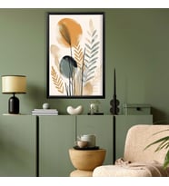 Tekli Ahşap Lamine Çerçeveli Mdf Tablo Soyut Pastel Tasarım (Siyah)