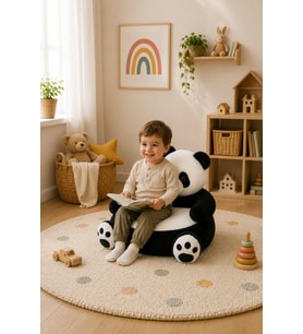 Özgüner Oyuncak Panda Peluş Bebek - Çocuk Koltuğu (%100 Yerli) (Siyah - Beyaz)