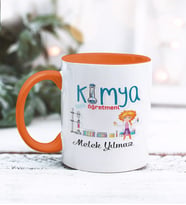 Kimya Öğretmeni Tasarımlı Kişiye Özel Kupa Bardak (Turuncu)