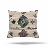 Çiçek Mozaik Kilim Etnik Desen Gizli Fermuarlı Yastık Kılıfı Kırlent Kılıfı Koltuk Yastık Kılıfı  (Grimelanj)