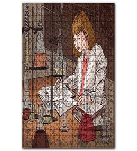Cakapuzzle Bilim Kadını Kimya Labratuar Deney Çalışması Puzzle Yapboz MDF(Ahşap) (255 Parça)