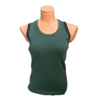 Pembecin Fitted/Vücuda Oturan Kalın Askılı Fitilli Esnek Örme Atlet Body (Yeşil-Siyah)