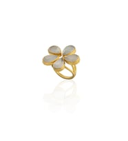 Kadir Jewellery 22 Ayar Altın Kaplama Zirkon Taşlı Kadın Vintage Yüzük (Gri)