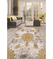 Dijital Kaymaz Taban Yıkanabilir Modern Renkli Salon Halısı Mutfak Halısı Yolluk ND-HT-1520 (Sarı)