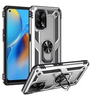 Oppo A74 4G Kılıf Zore Vega Yüzüklü Standlı Zırh Kılıf (Gri)