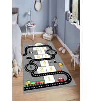 Dijital Baskılı Kaymaz Taban Yıkanabilir Kolay Temizlenir Modern Çocuk Odası Halısı NDÇ-SD-726 (Çok Renkli)