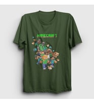 Presmono Unisex Beyaz All Minecraft T-Shirt 28752tt (Haki)