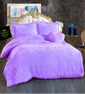 Çift Kişiliki Peluş Nevresim Seti (Lila)