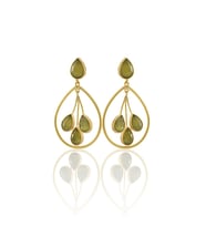 Kadir Jewellery 22 Ayar Altına Kaplama Kadın Sallantılı Küpe -El İşçiliği Ve Hipoalerjenik Küpe (Zeytin Yeşili)