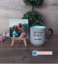 Babaya Hediye Fotoğraflı Dekoratif Taş, Kupa Bardak Beyaz Hediye (Model 10)