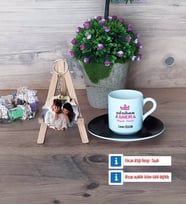 Anneler Günü Türk Kahvesi Fincanı Ahşap Altlıklı ve Fotoğraflı Ahşap Anahtarlık Hediye (Model 7)