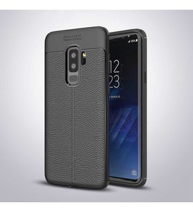 Galaxy S9 Plus Kılıf Zore Niss Deri Desenli Silikon Kılıf (Siyah)