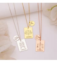 Kişiye Özel 925 Ayar Gümüş Burç Kolye (Rose)